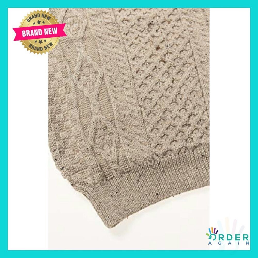 Cable Knit Wool Sweater Classic Unisex Crew Neck Lightweight Warm - Picture 7 of 8